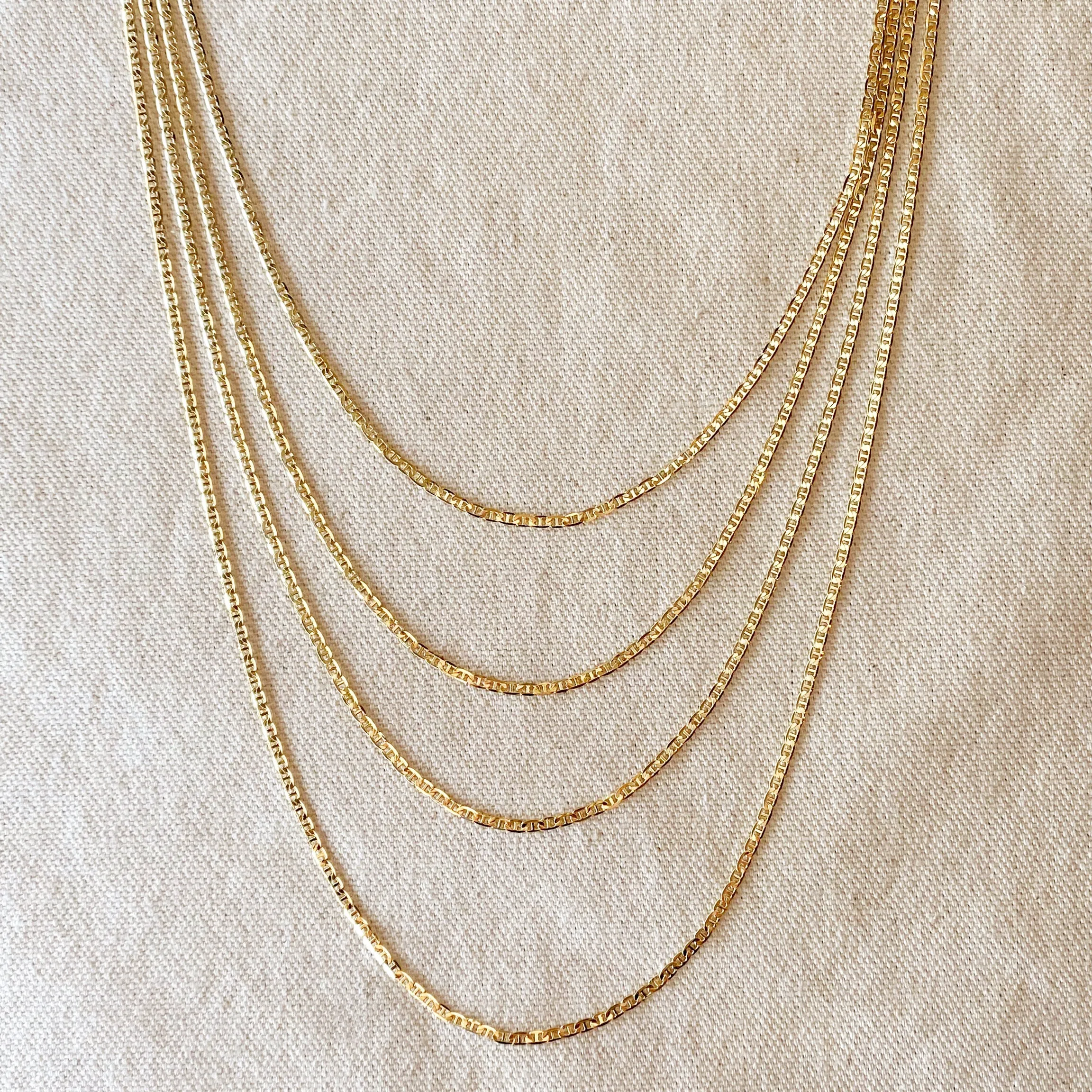 18k Gold Filled 2mm Flat Mariner Chain