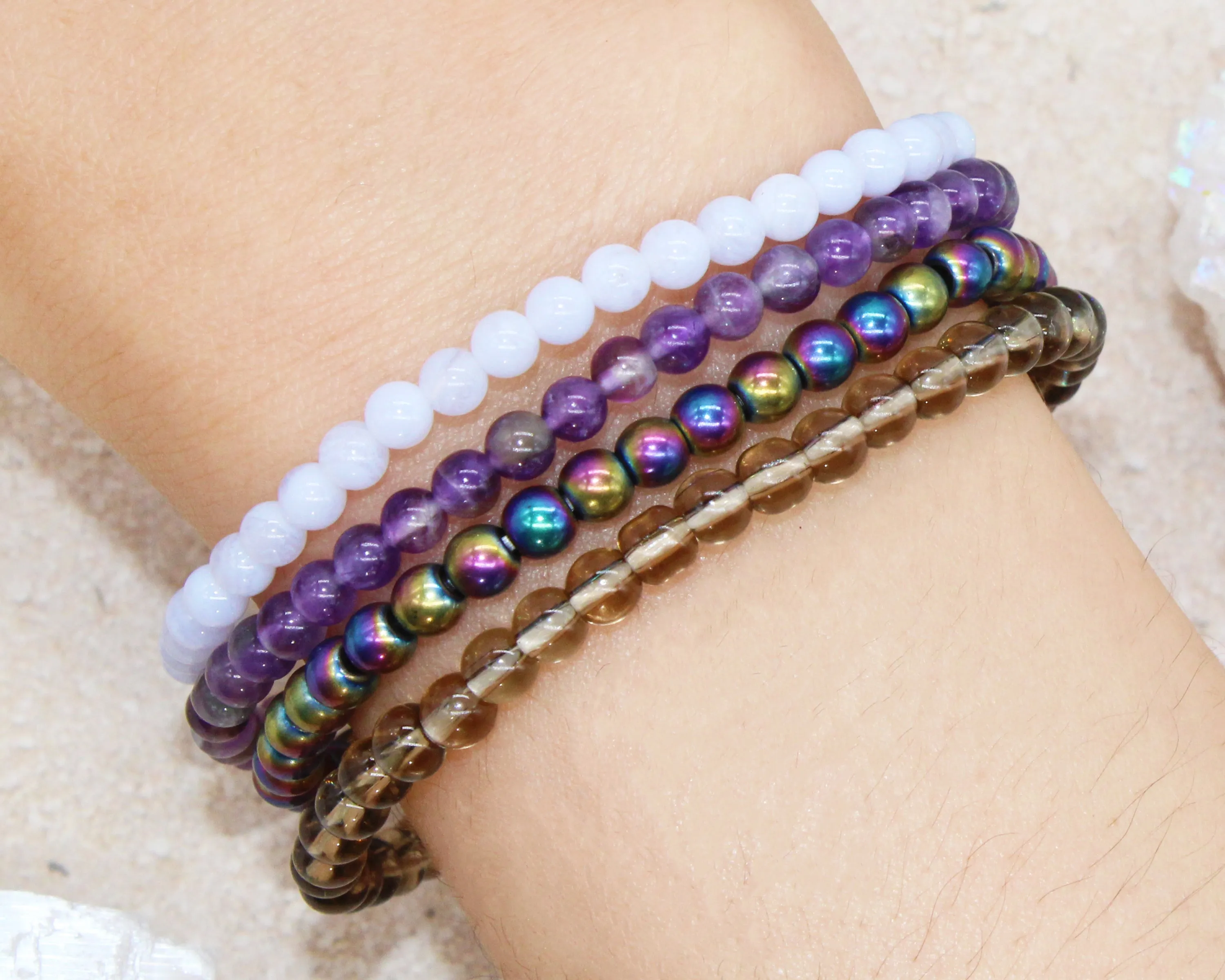 Anti-Anxiety Stress Reliever Stackable Crystal Bracelet Set