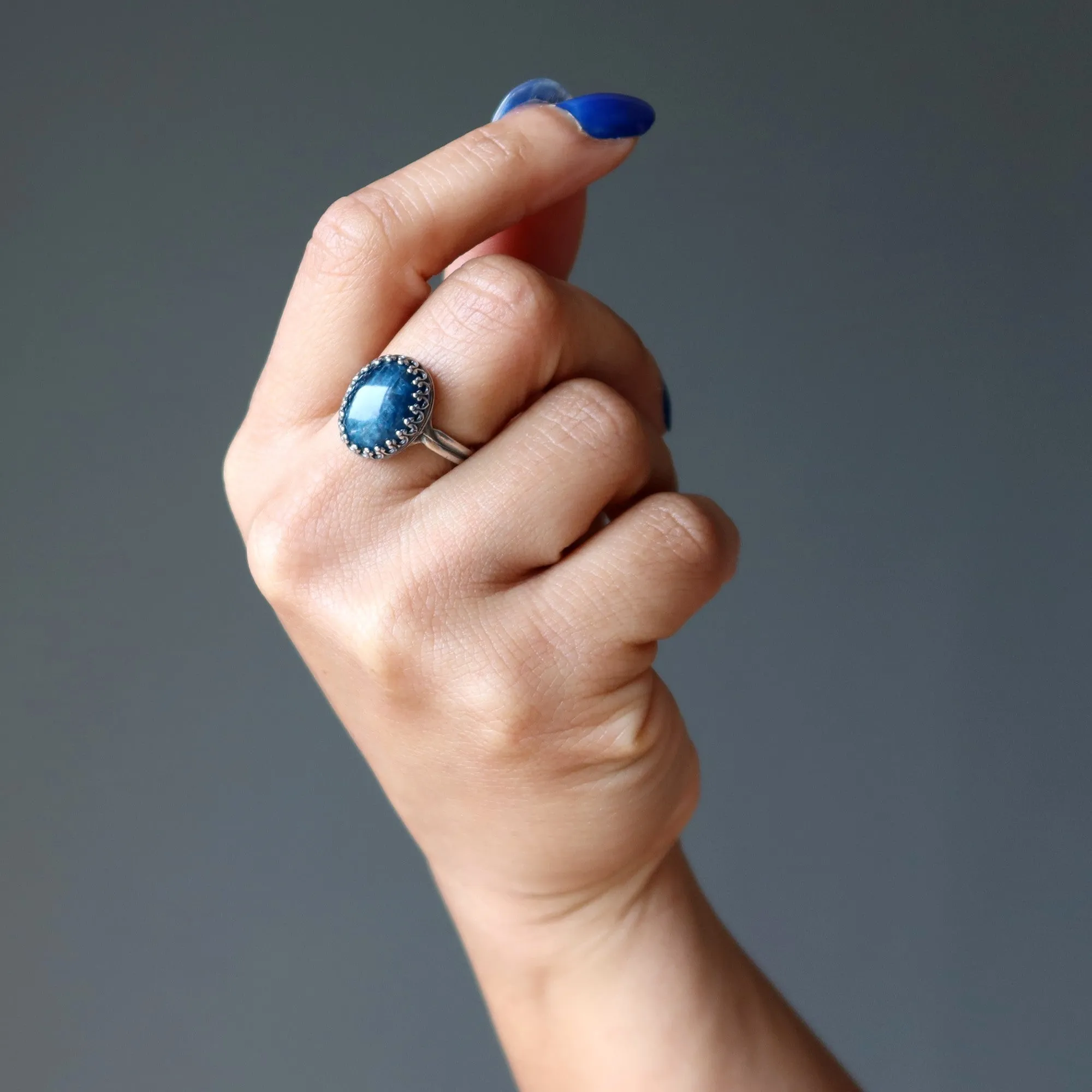 Apatite Ring I Shine in Blue Sterling Silver Adjustable