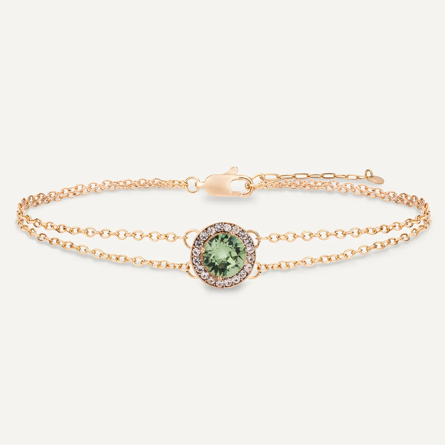 August Peridot-Colour Birthstone Clasp Bracelet In Gold-Tone