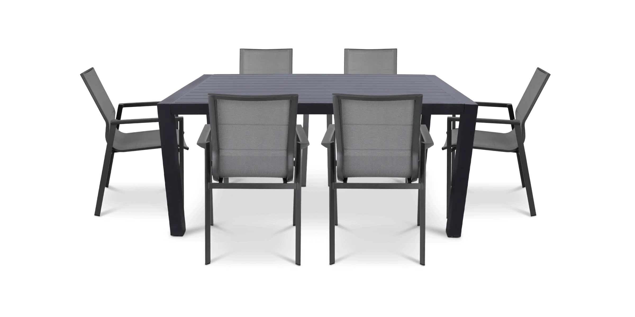 Bahamas Rectangle 7 Piece Outdoor Setting in Gunmetal with Aluminium Chairs