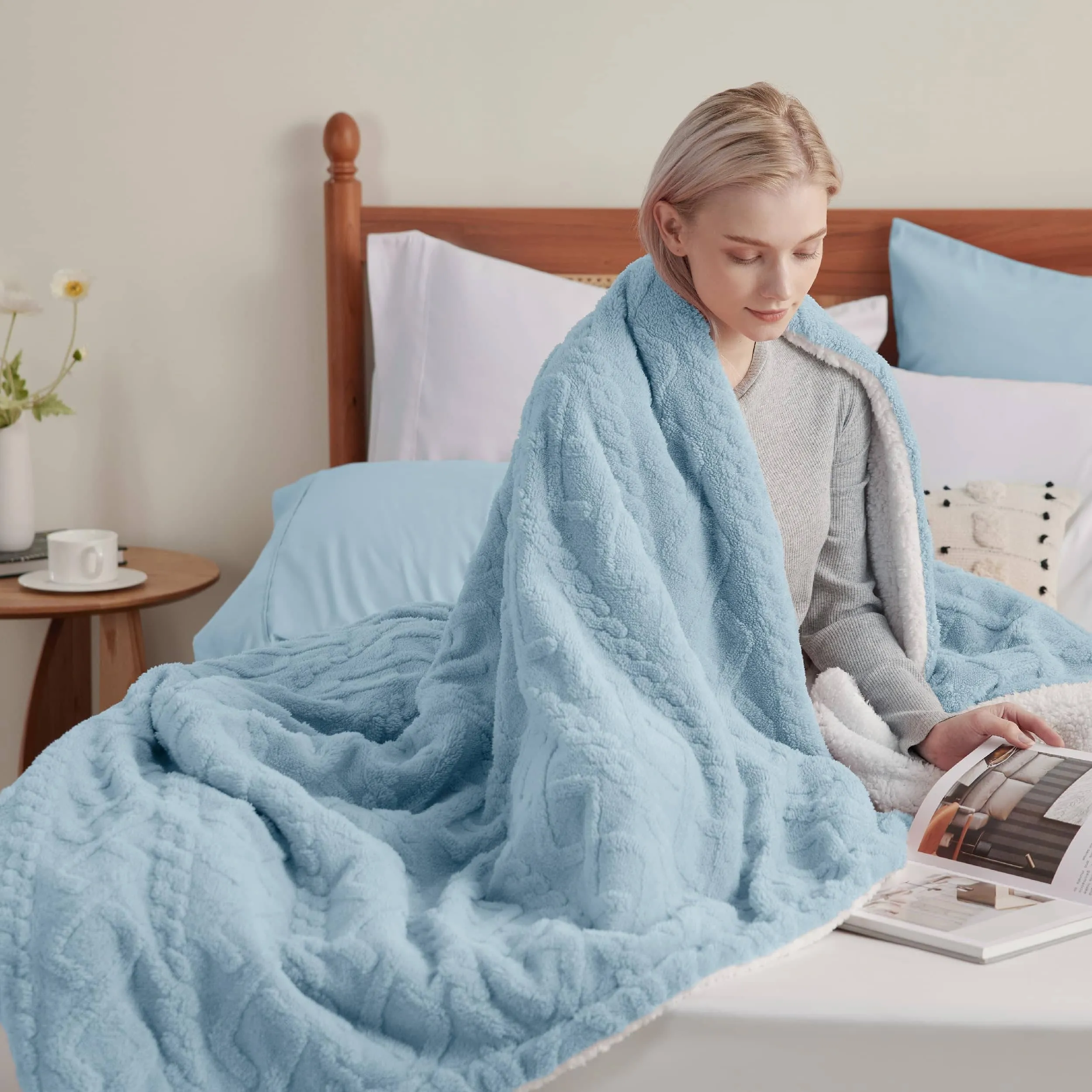 Bedsure Fuzzy Soft Sherpa Throw Blanket