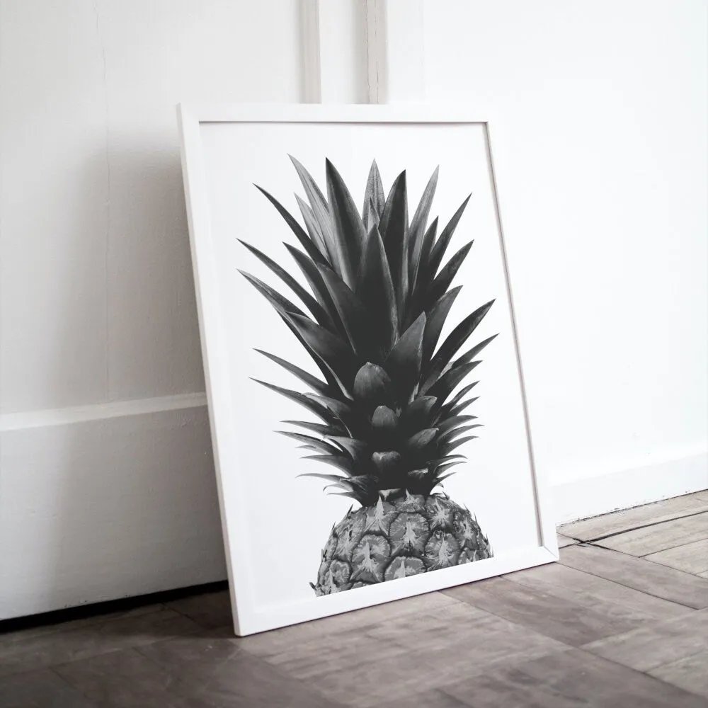 Black And White Pineapple Wall Art PRINTABLE ART, Fruit Market Print, Black And White Prints, Fruits Poster, Black And White Boho Wall Art