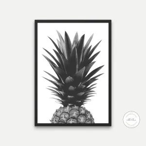 Black And White Pineapple Wall Art PRINTABLE ART, Fruit Market Print, Black And White Prints, Fruits Poster, Black And White Boho Wall Art