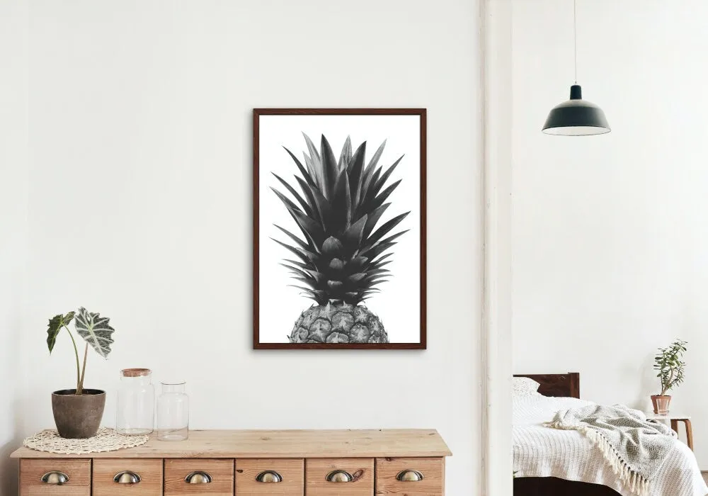 Black And White Pineapple Wall Art PRINTABLE ART, Fruit Market Print, Black And White Prints, Fruits Poster, Black And White Boho Wall Art