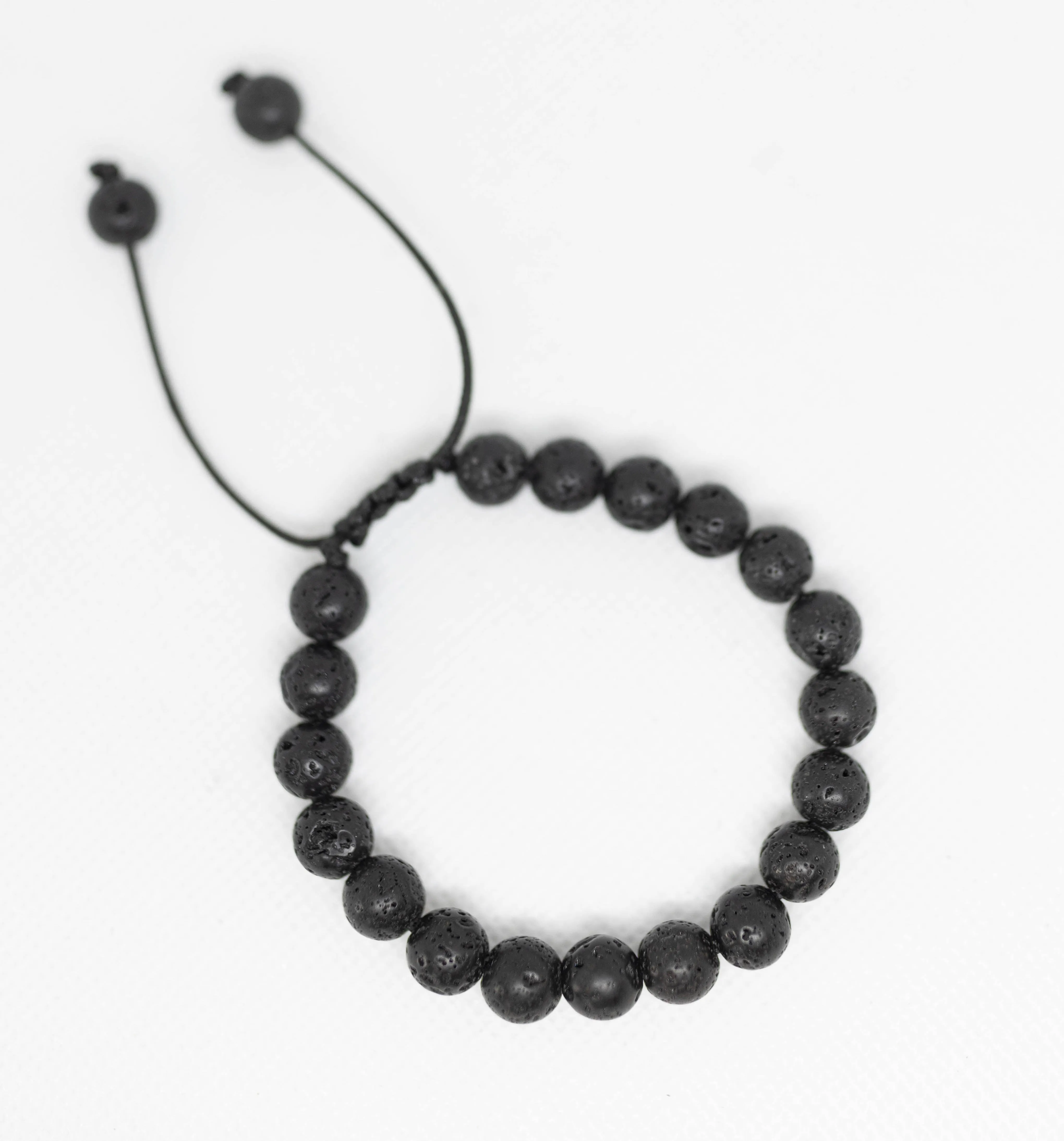 Black Lava Stone Bracelet - Adjustable Essential Oils Bracelet