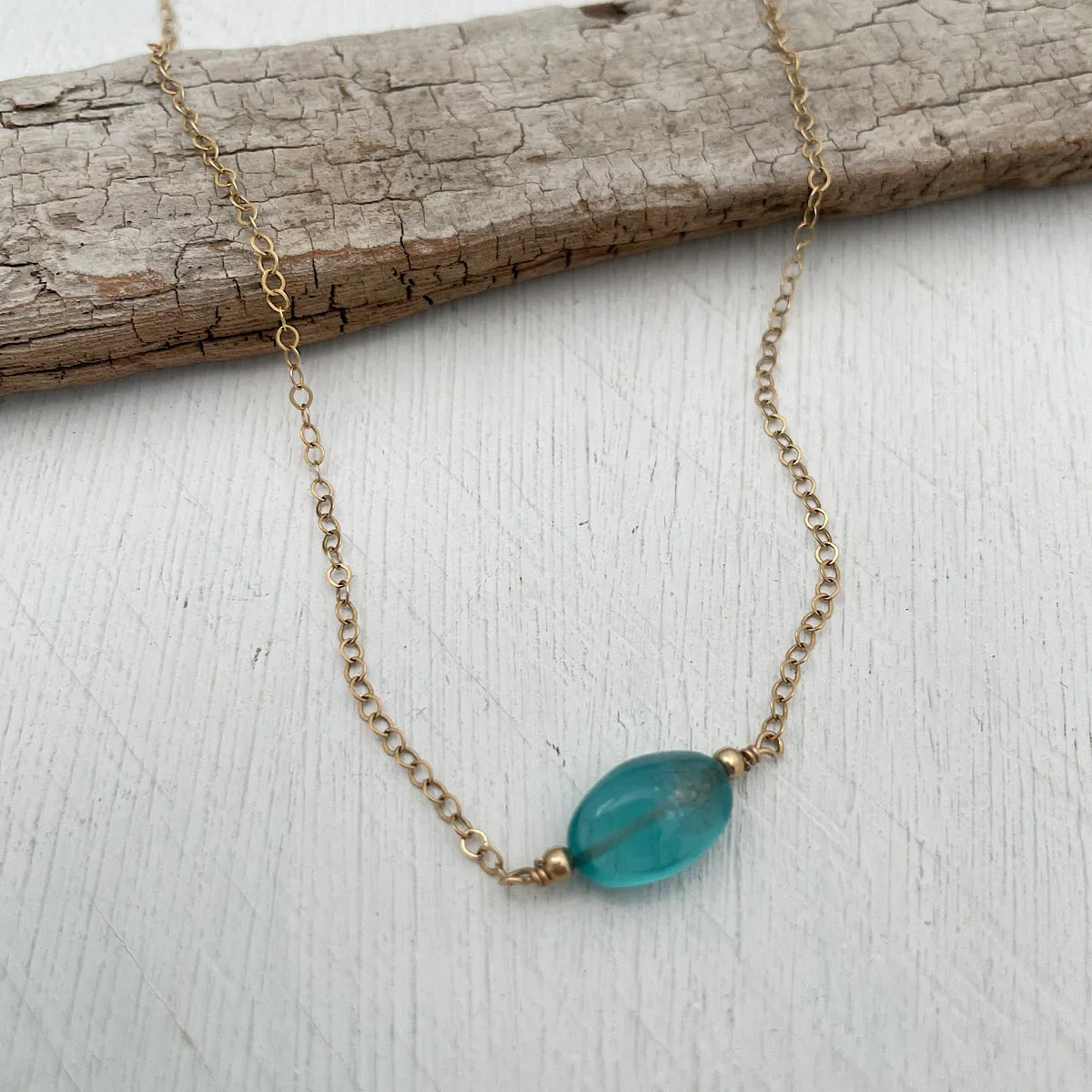 Blue Apatite Pebble Necklace