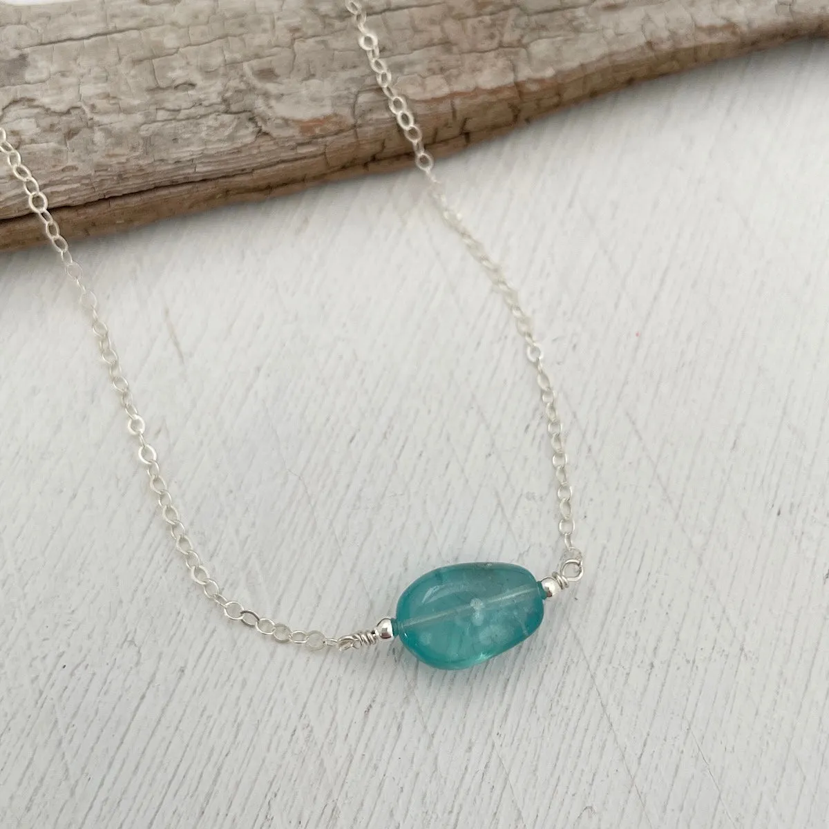 Blue Apatite Pebble Necklace