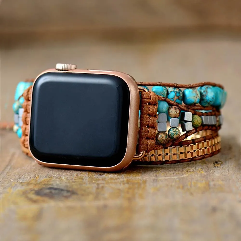 Blue Jasper Apple Watch Band Wrap