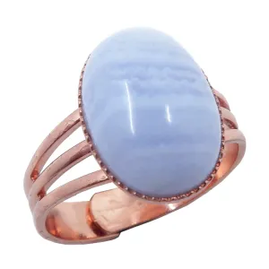 Blue Lace Agate Ring Cool Glacier Copper Adjustable