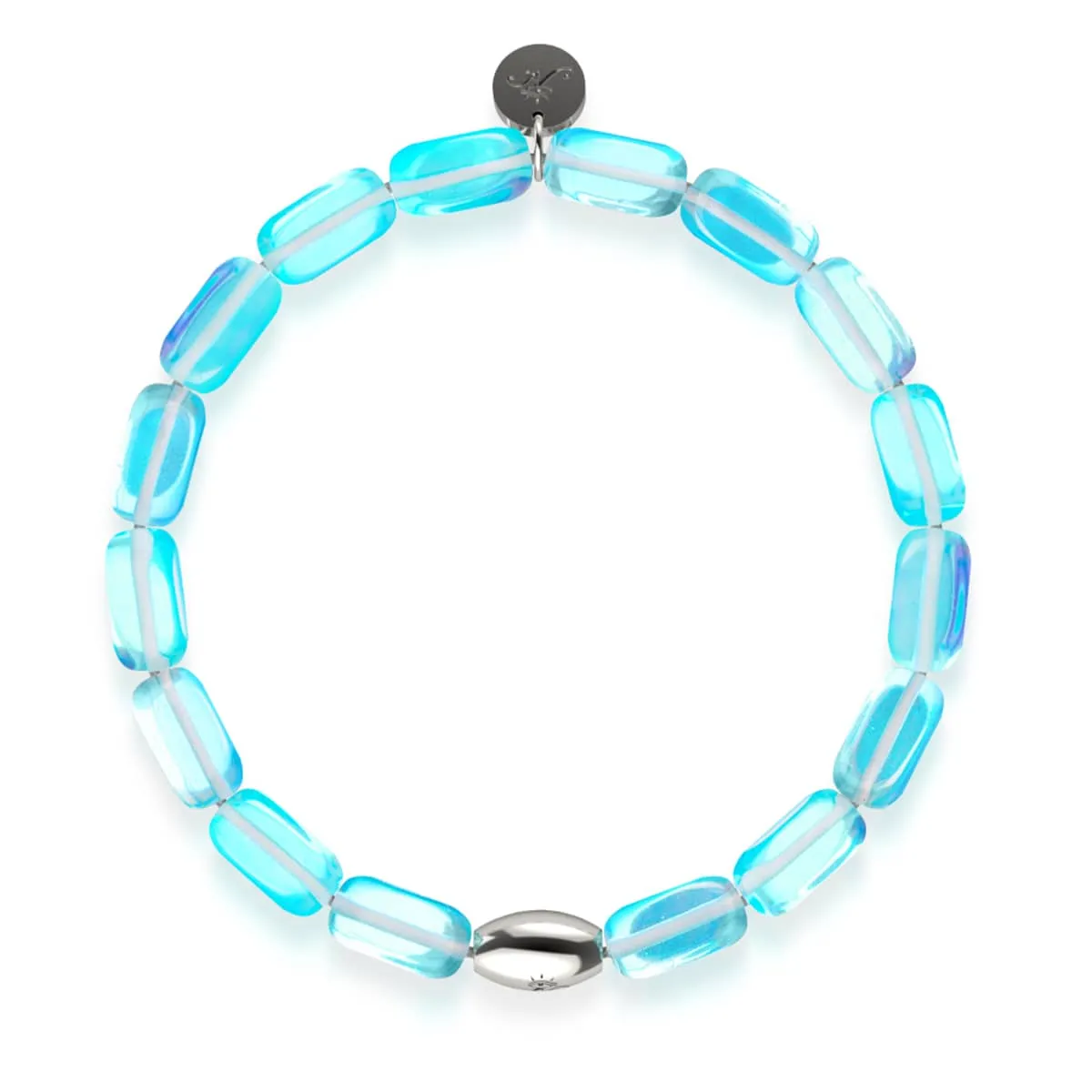 Blue Nebula | .925 Sterling Silver | Galaxy Glass Pebble Bracelet