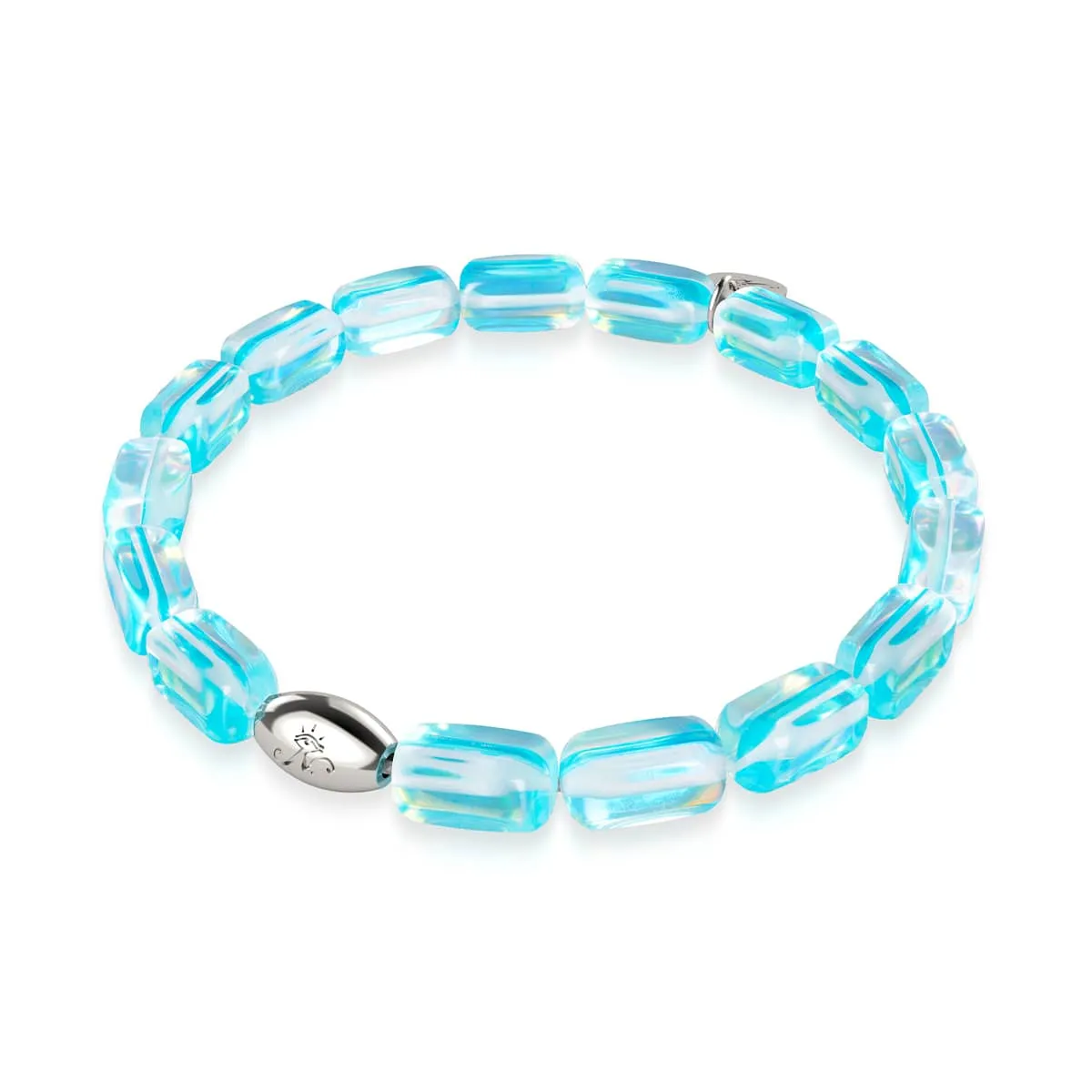 Blue Nebula | .925 Sterling Silver | Galaxy Glass Pebble Bracelet