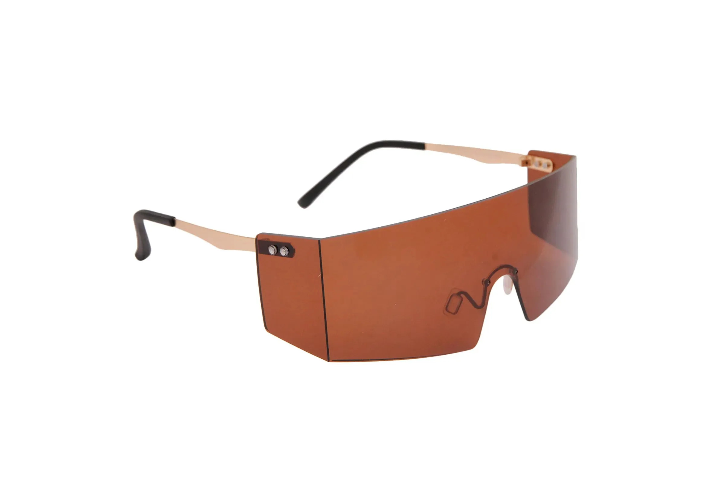 Brown Rimless Square Visor Sunglasses