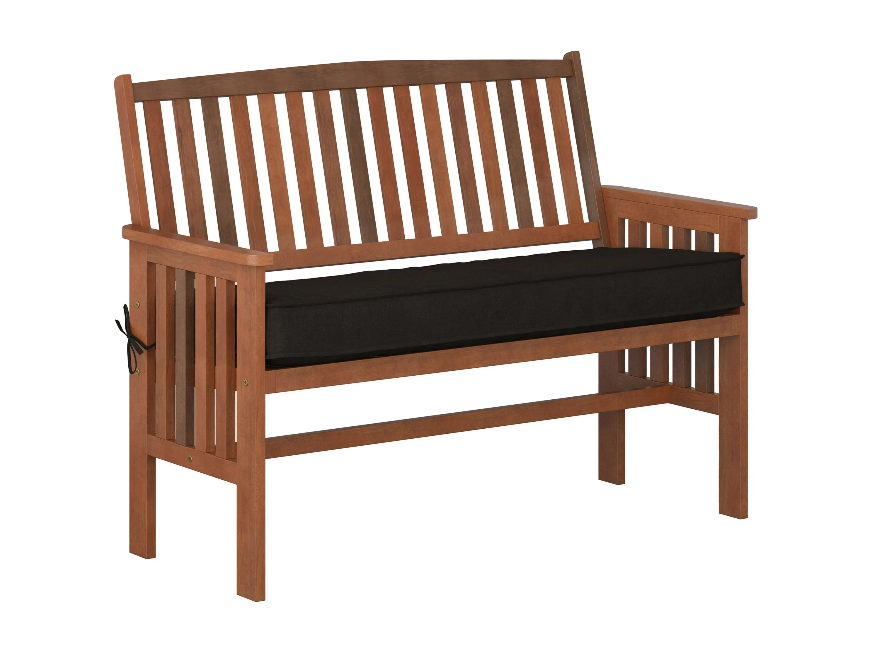 Brown Wood Bench with Back