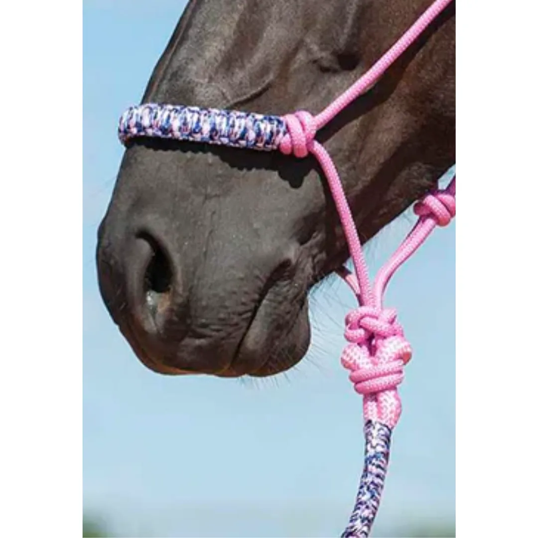 Cashel Braided Rope Nose Halter with Lead Rope - Pink Camo