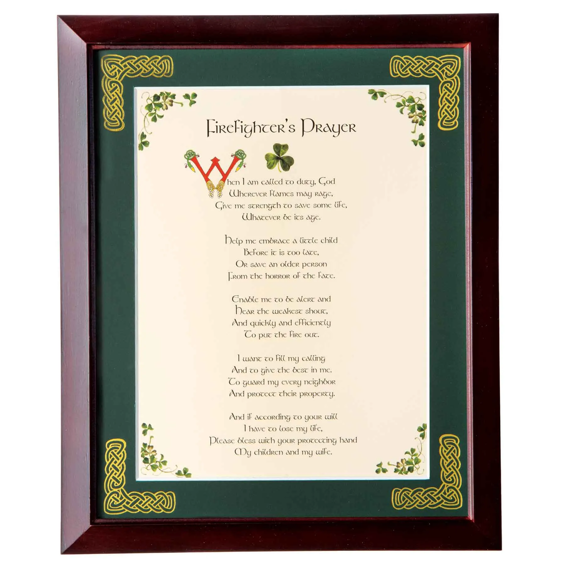 Celtic Fireman's Framed Prayer