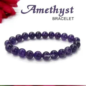 Premium Certified 8mm Natural Amethyst Stone Bracelet