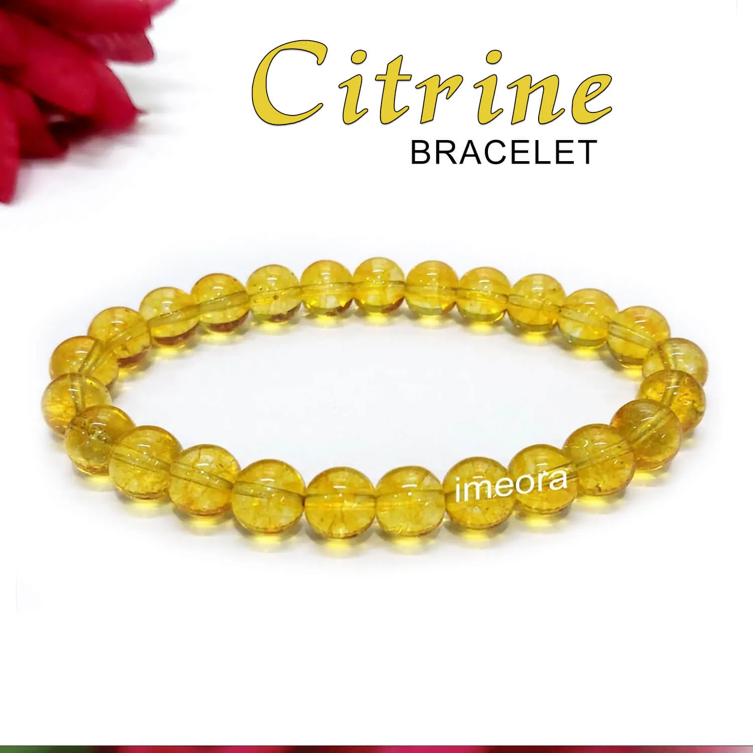 Citrine Bracelet - Certified 8mm Natural Stone Bracelet