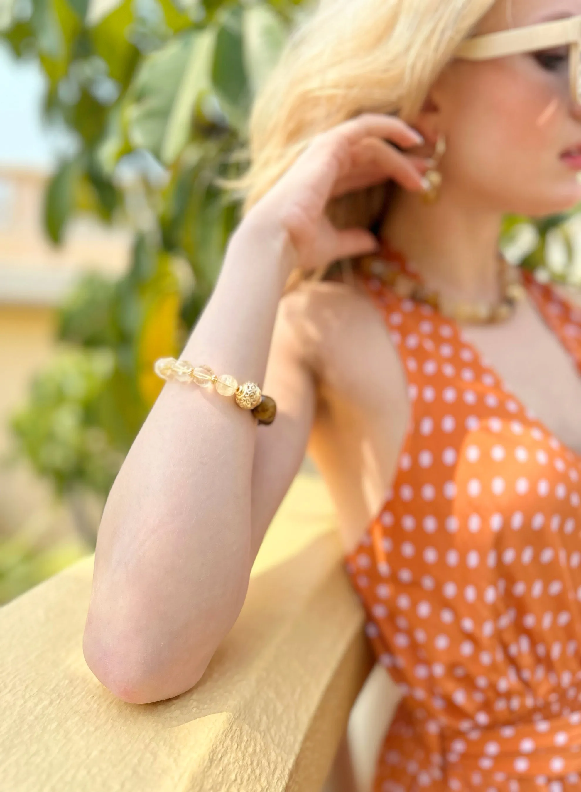 Citrine With Tiger Eye Stones Bracelet JB005