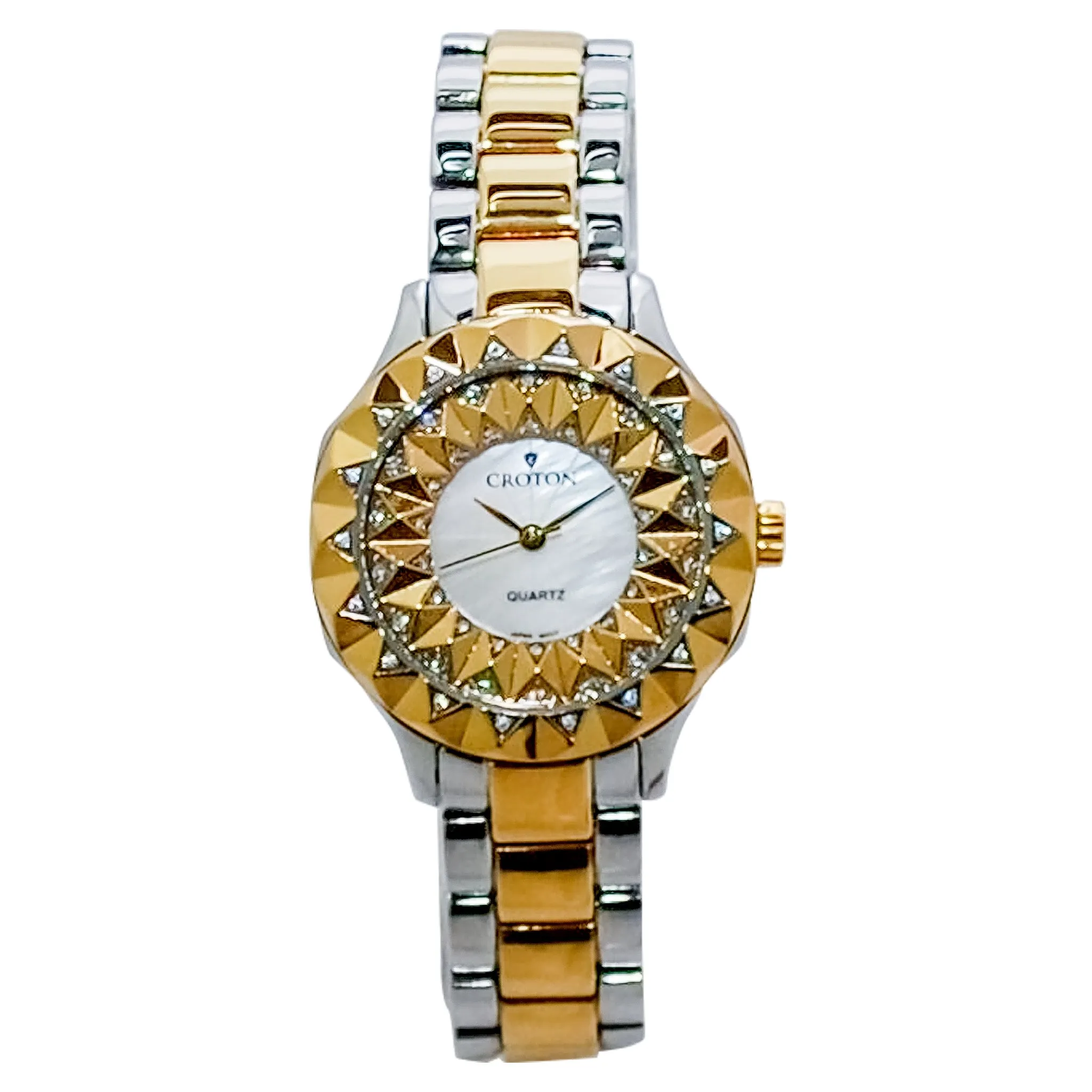 Croton Women's Quartz Crystal Accented Beveled Bracelet Watch