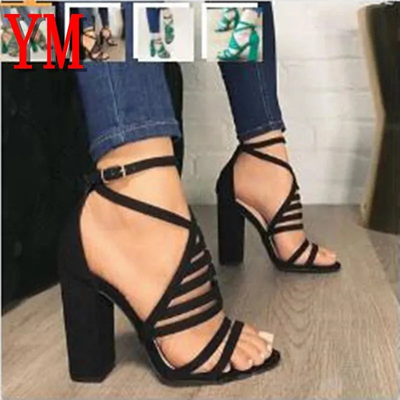 Cut Buckle High-Heel Strap Shoes