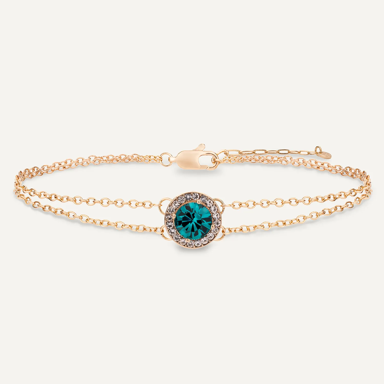 December Zircon-Colour Birthstone Clasp Bracelet Cubic Zirconia In Gold-Tone