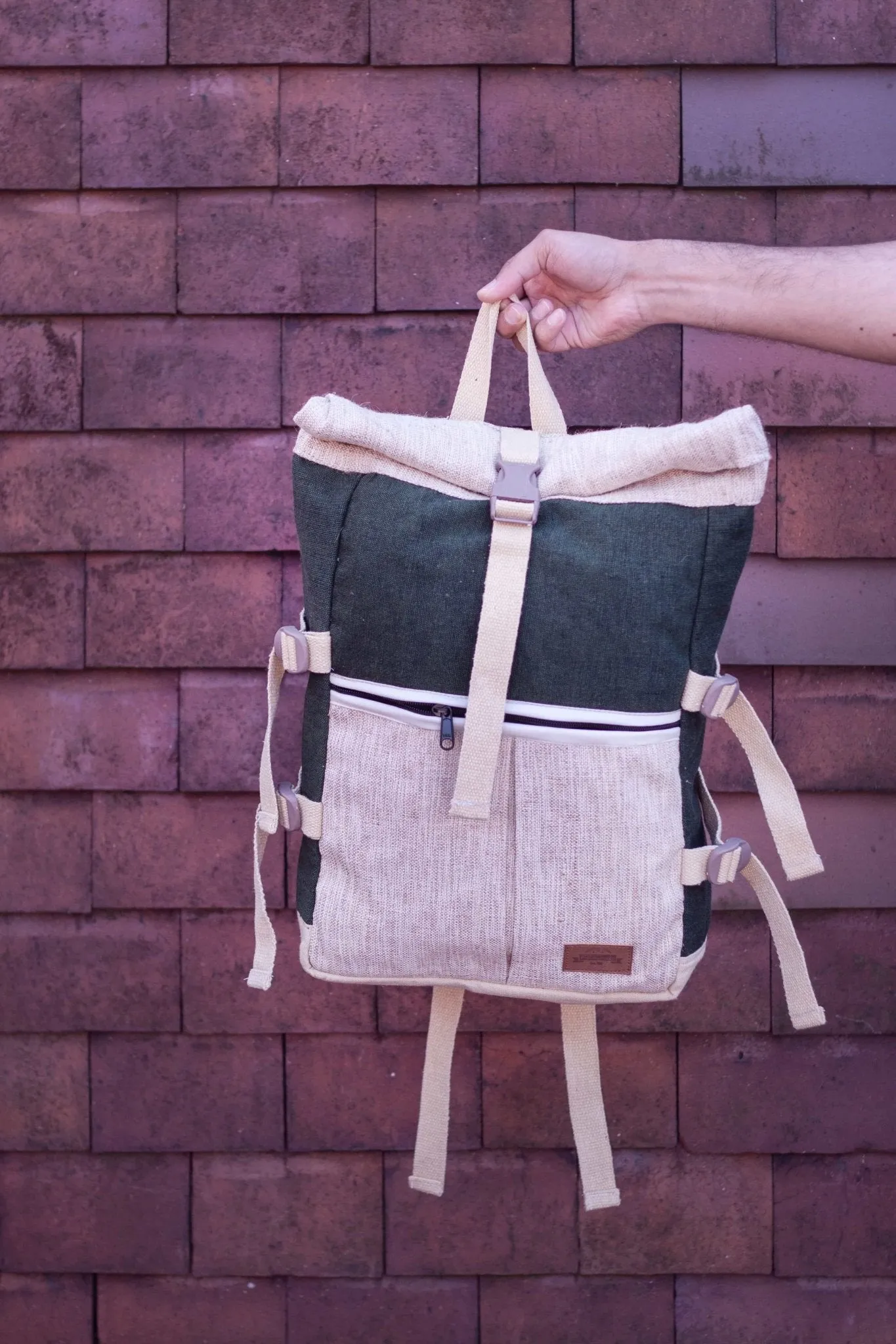 Deep Forest - Roll Top Handmade Hemp Backpack - BPN5DF