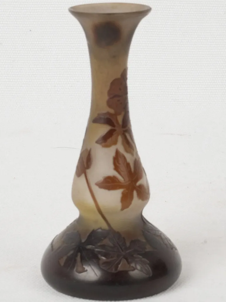 Early 20th Century Gallé Miniature Pâte de Verre Vase w/ Raised Floral Design 4¼"