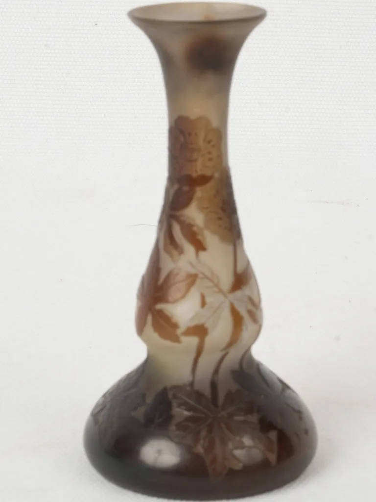 Early 20th Century Gallé Miniature Pâte de Verre Vase w/ Raised Floral Design 4¼"