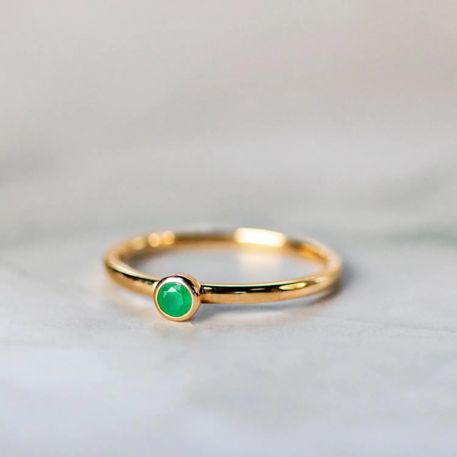 Emerald Solid Gold Birthstone Ring