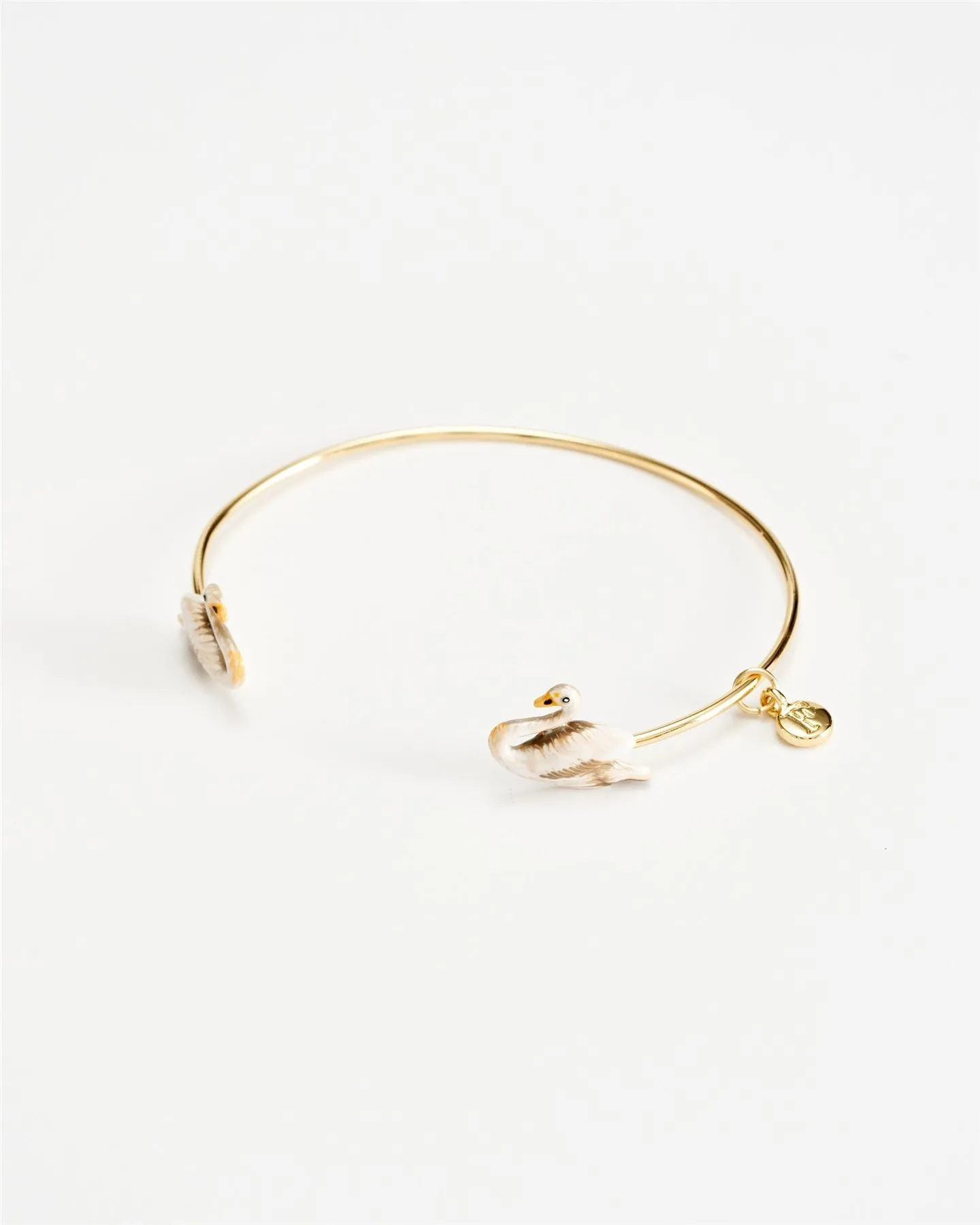 Enamel Swan Bangle