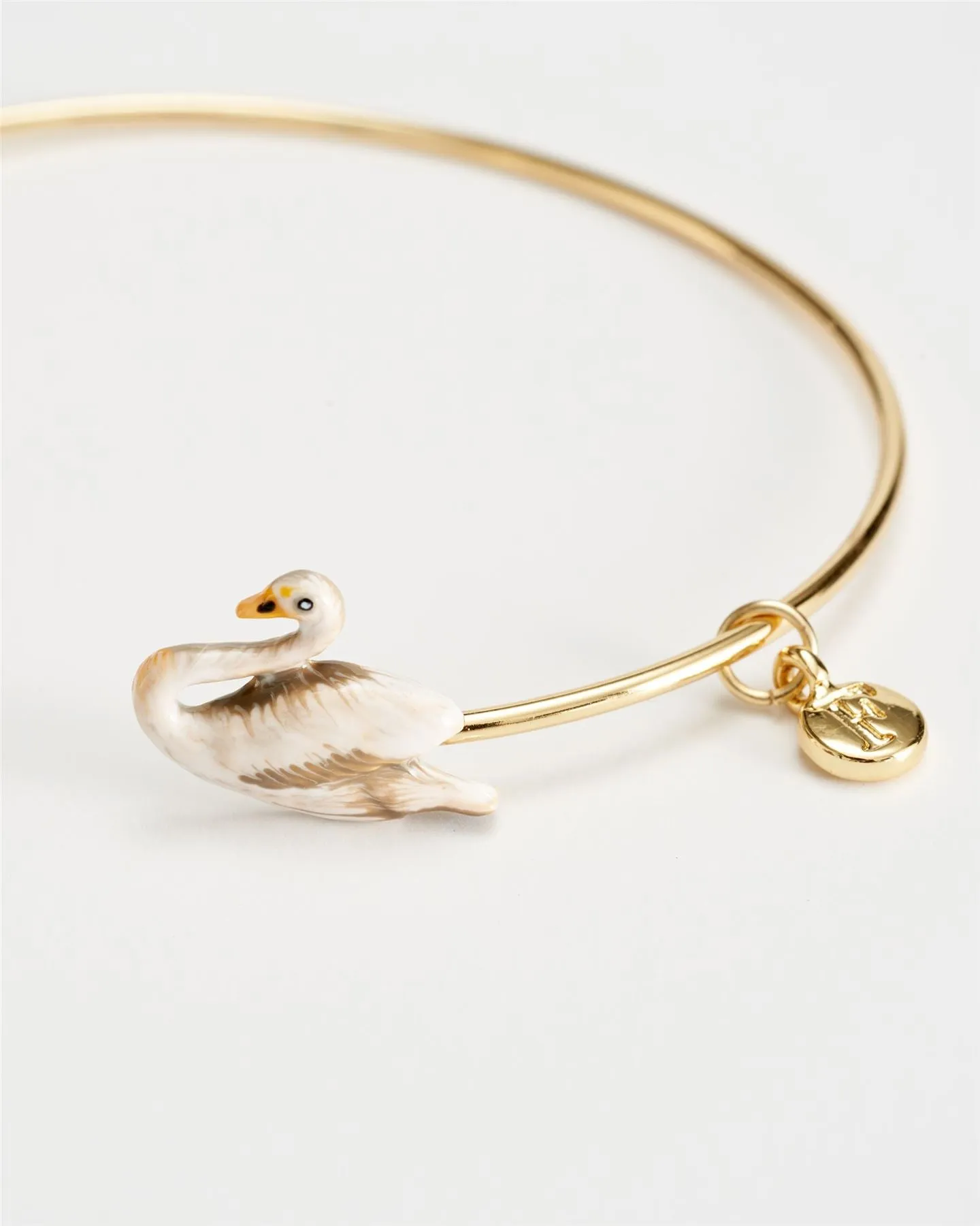 Enamel Swan Bangle