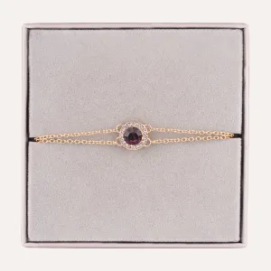 February Amethyst-Colour Birthstone Clasp Bracelet Cubic Zirconia In Gold-Tone