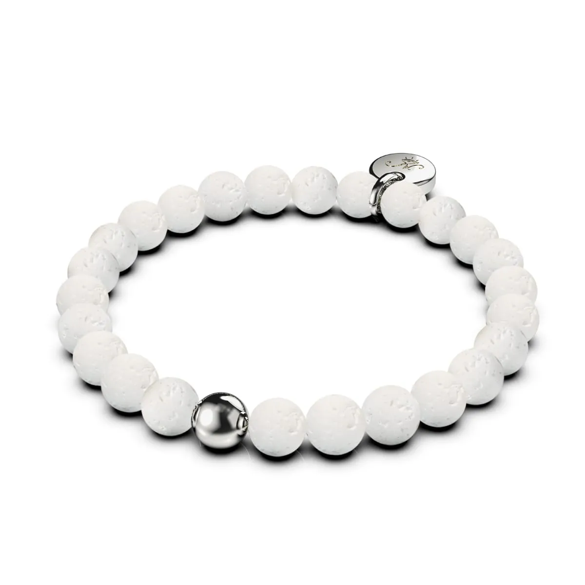 Fuji | Silver | White Lava Rock Diffuser Bracelet