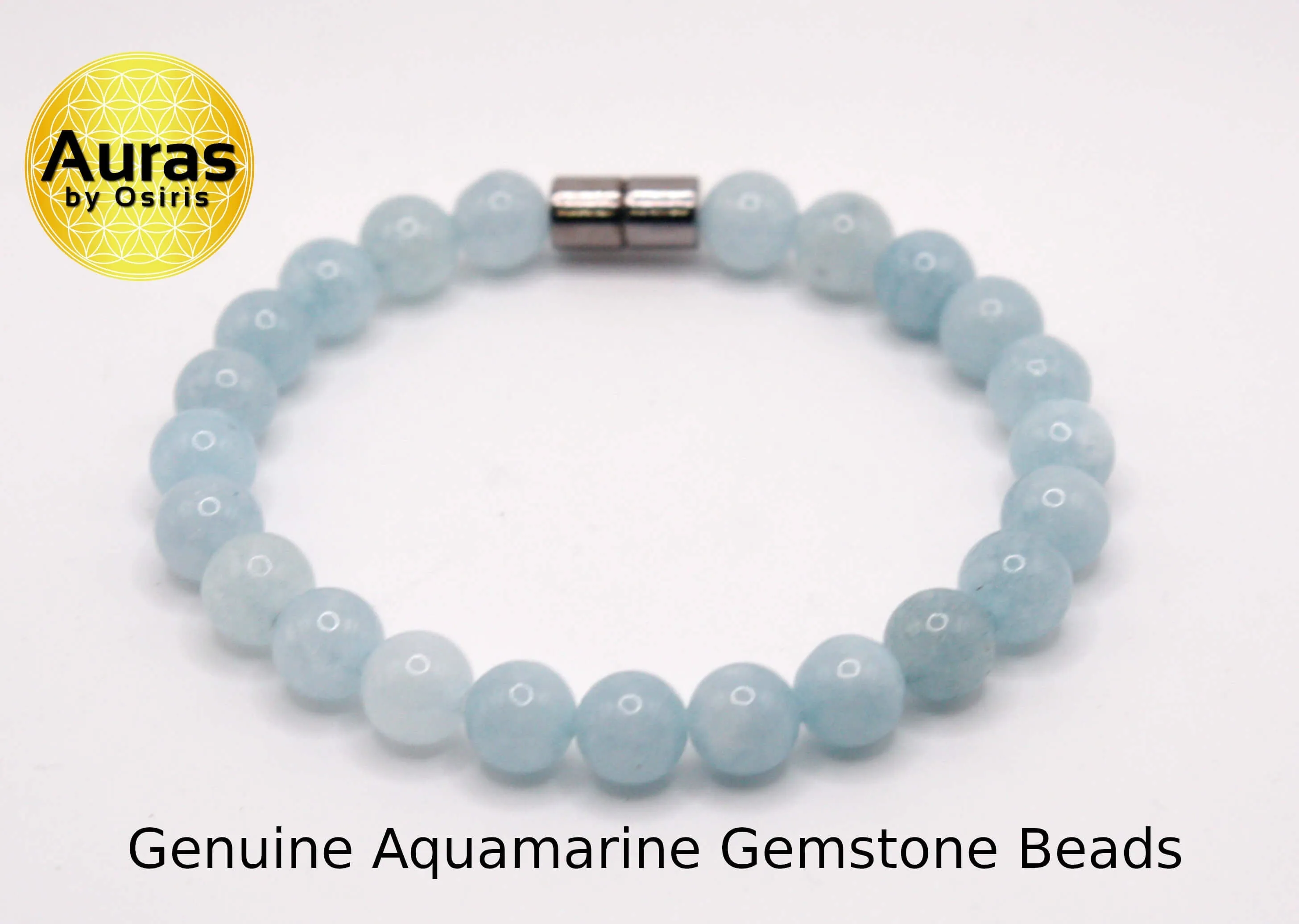 Genuine Aquamarine for Men/Women Energy Protection Healing Crystal Bracelet with Magnet Clasp - Serenity - Worry Shield