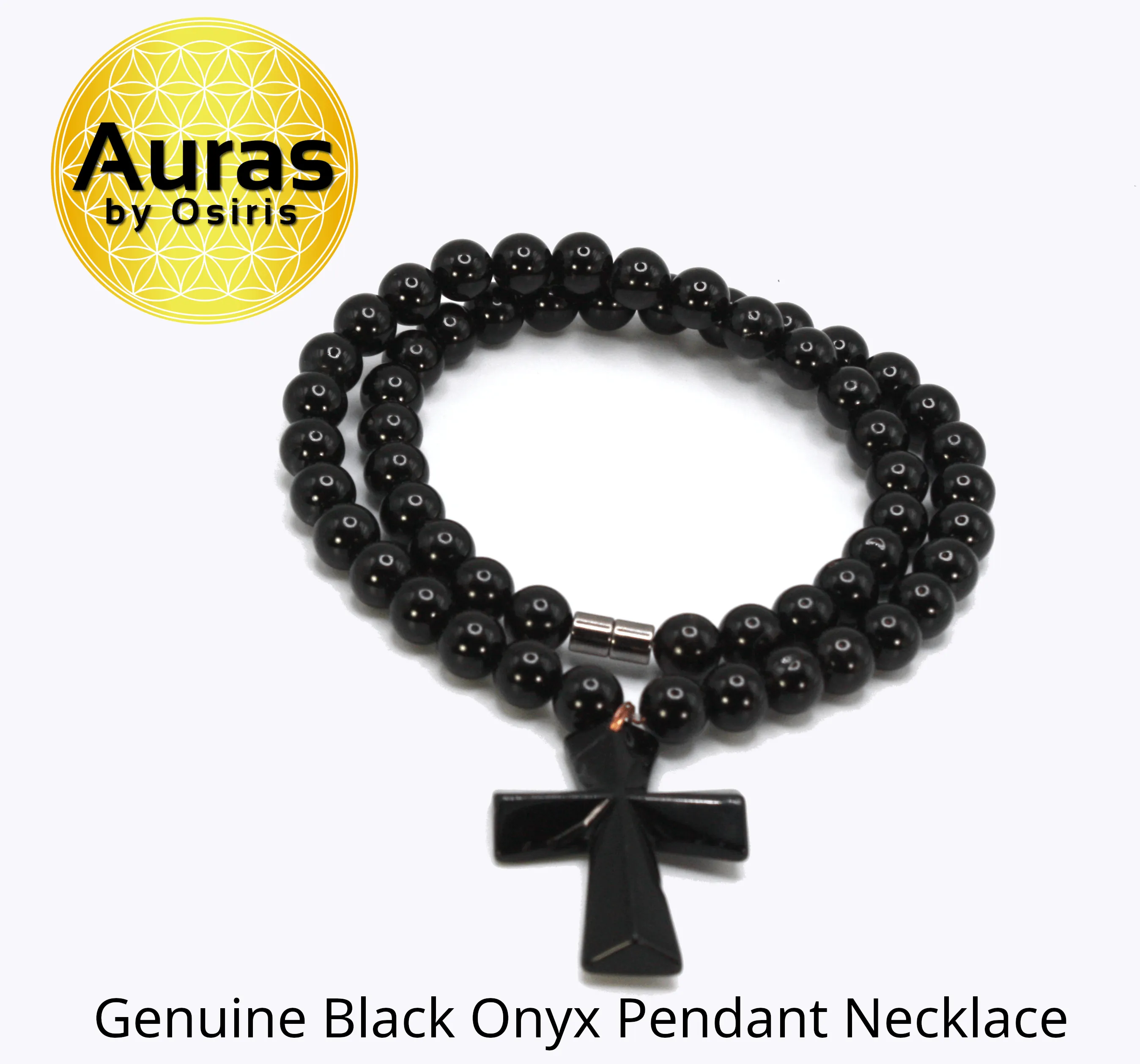 Genuine Black Onyx Necklace with Black Onyx Cross - Gift for Men/Woman - Spiritual Accessories - Religious Symbol