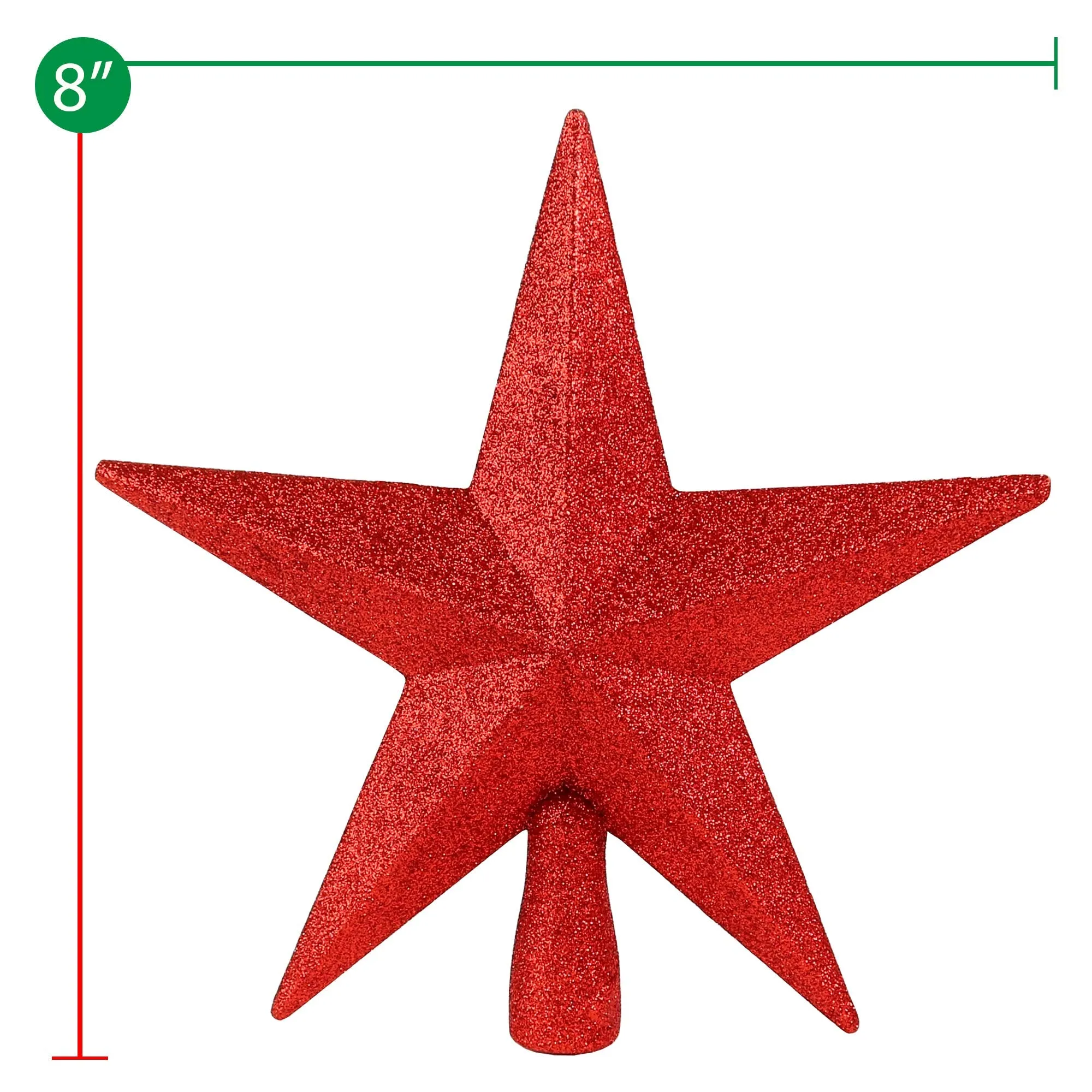 Glitter Star Tree Topper - Christmas Red Decorative Holiday Bethlehem Star Ornament