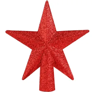 Glitter Star Tree Topper - Christmas Red Decorative Holiday Bethlehem Star Ornament