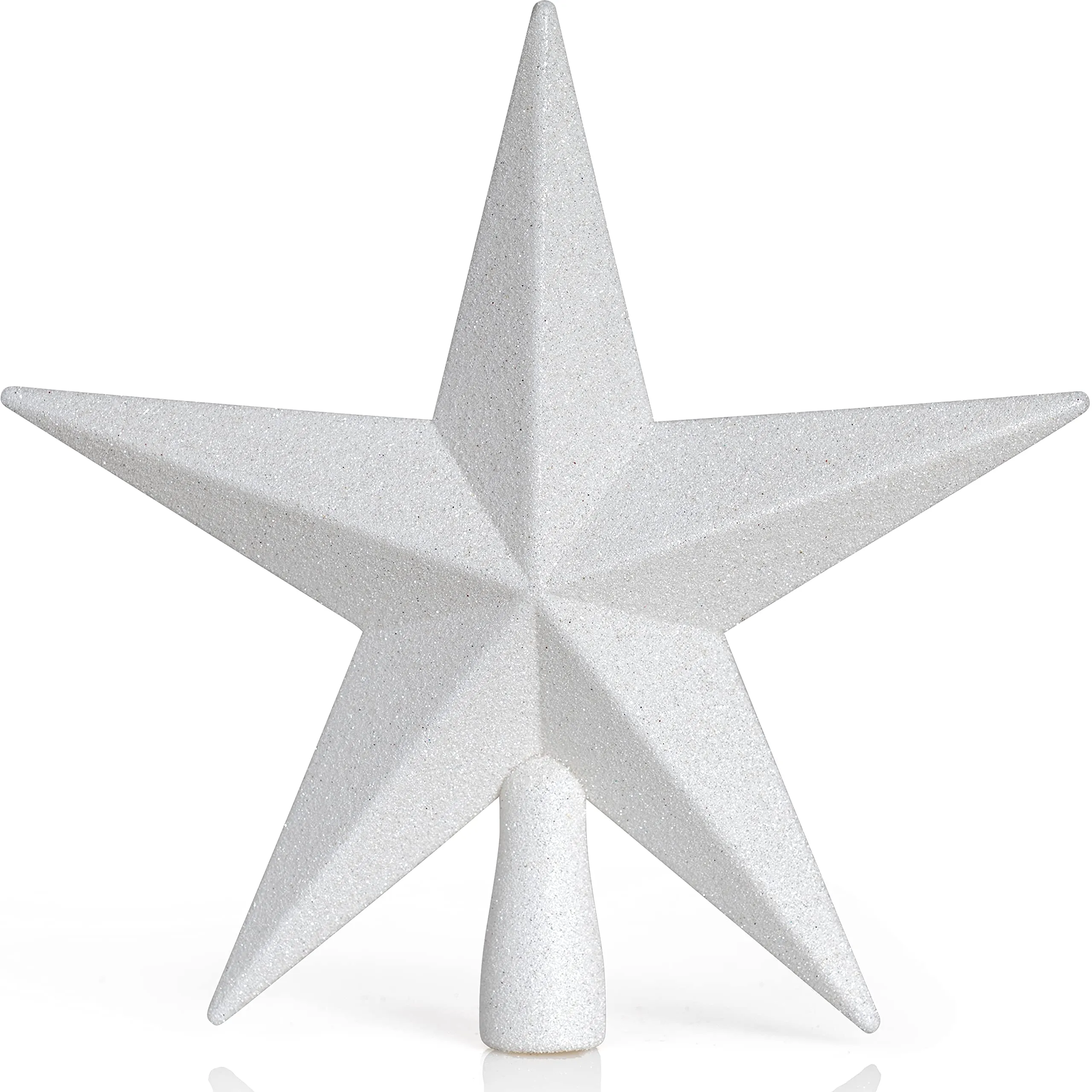 Glitter Star Tree Topper - Christmas White Decorative Holiday Bethlehem Star Ornament