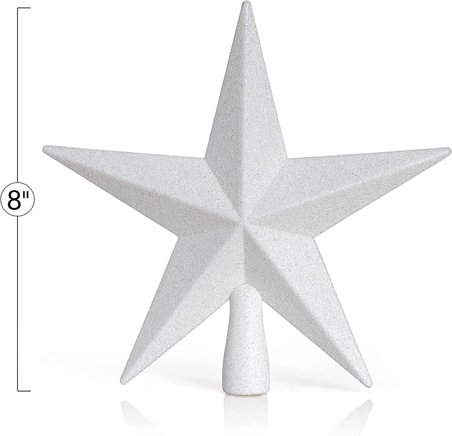 Glitter Star Tree Topper - Christmas White Decorative Holiday Bethlehem Star Ornament