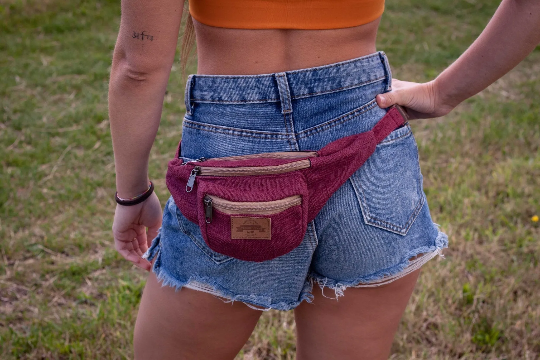 Handmade Burgundy Hemp Bum Bag || Fanny Pack