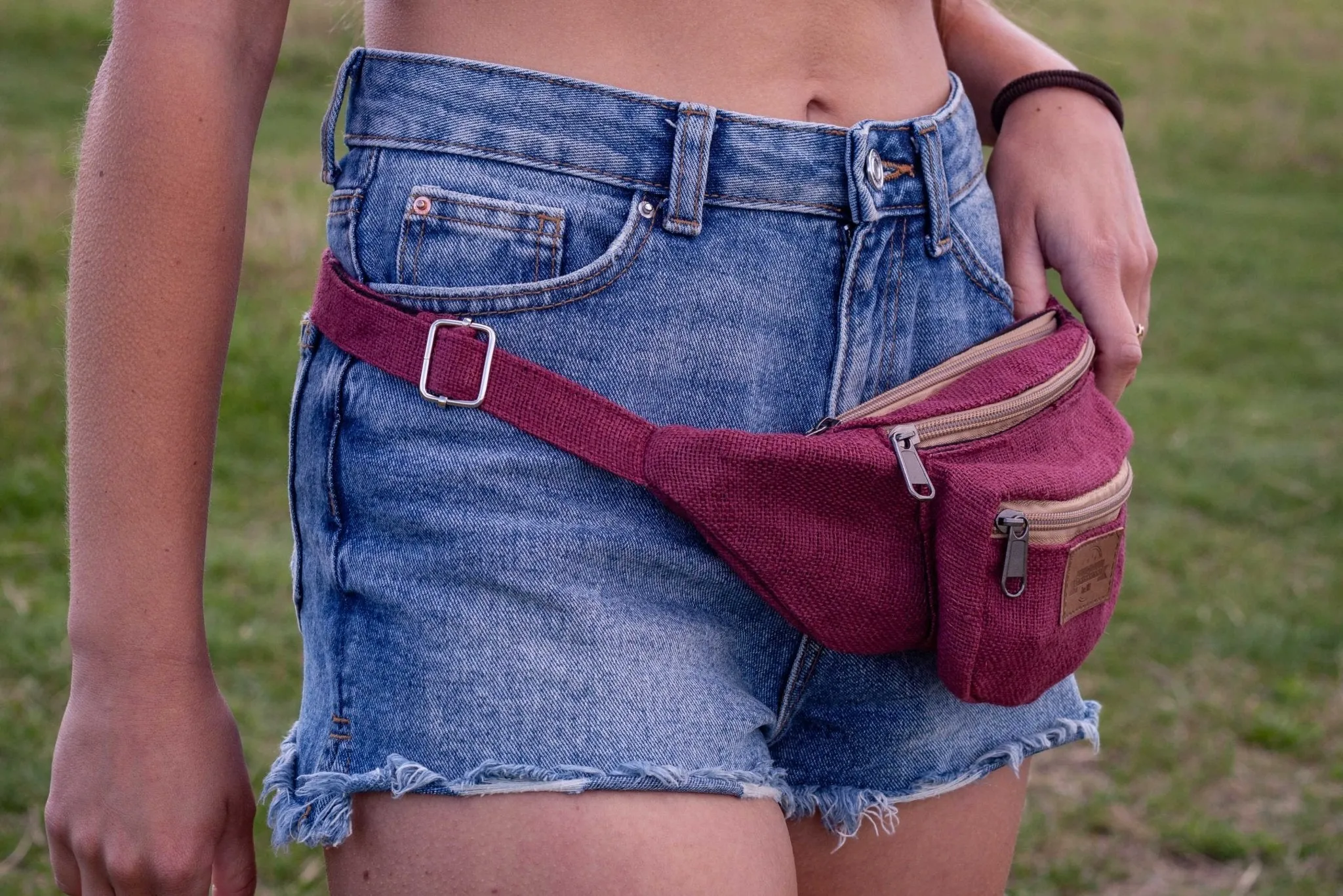 Handmade Burgundy Hemp Bum Bag || Fanny Pack