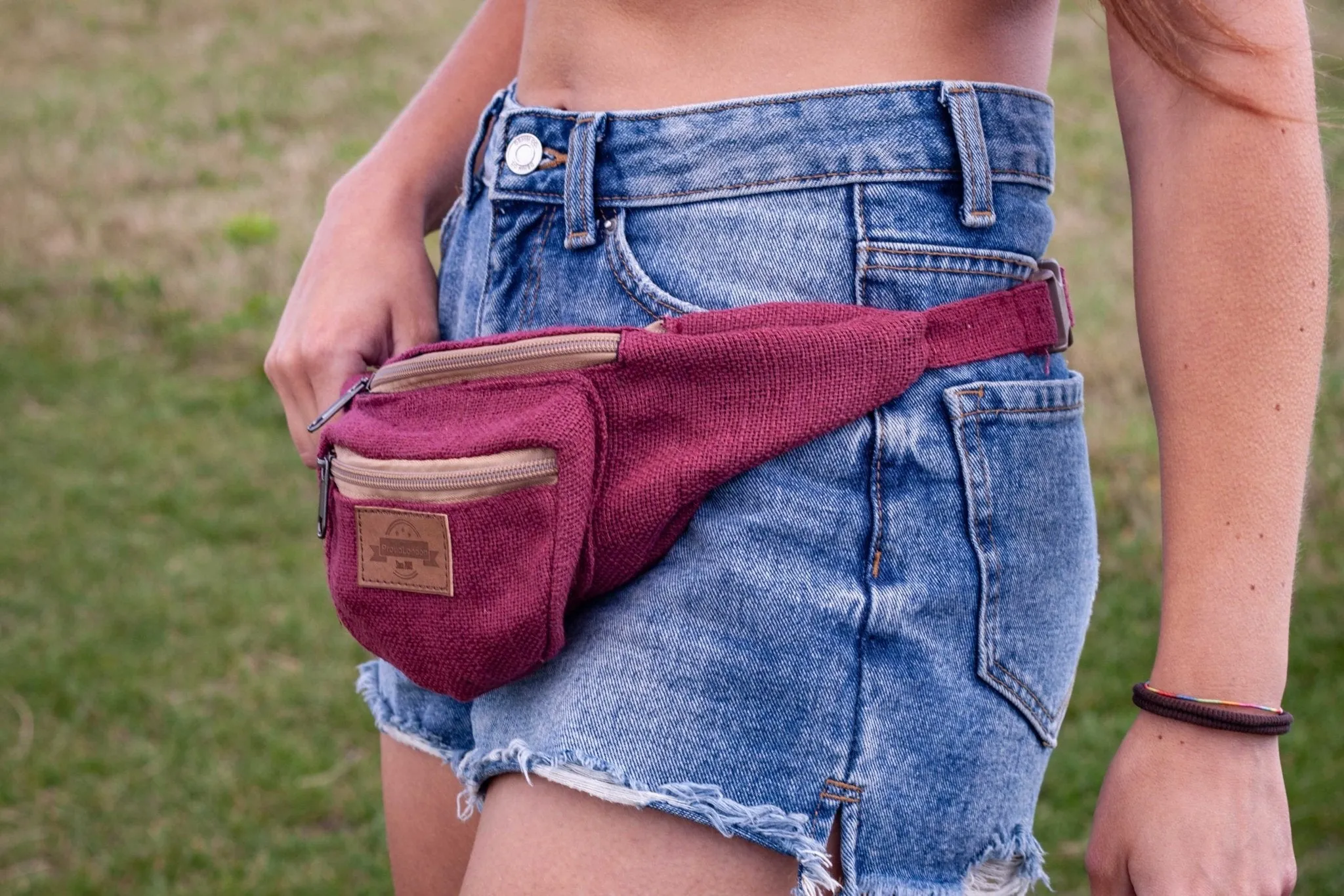 Handmade Burgundy Hemp Bum Bag || Fanny Pack