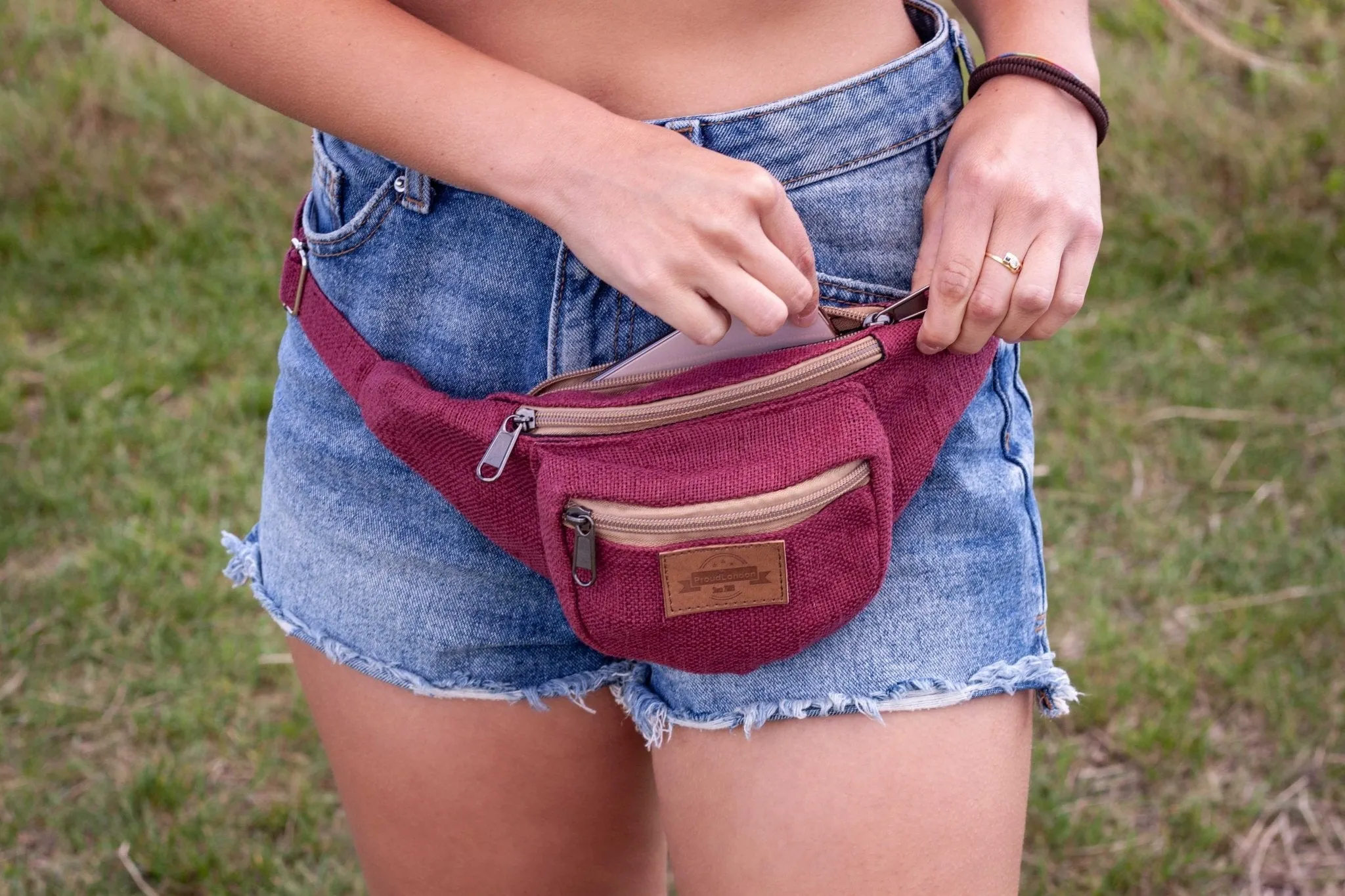 Handmade Burgundy Hemp Bum Bag || Fanny Pack