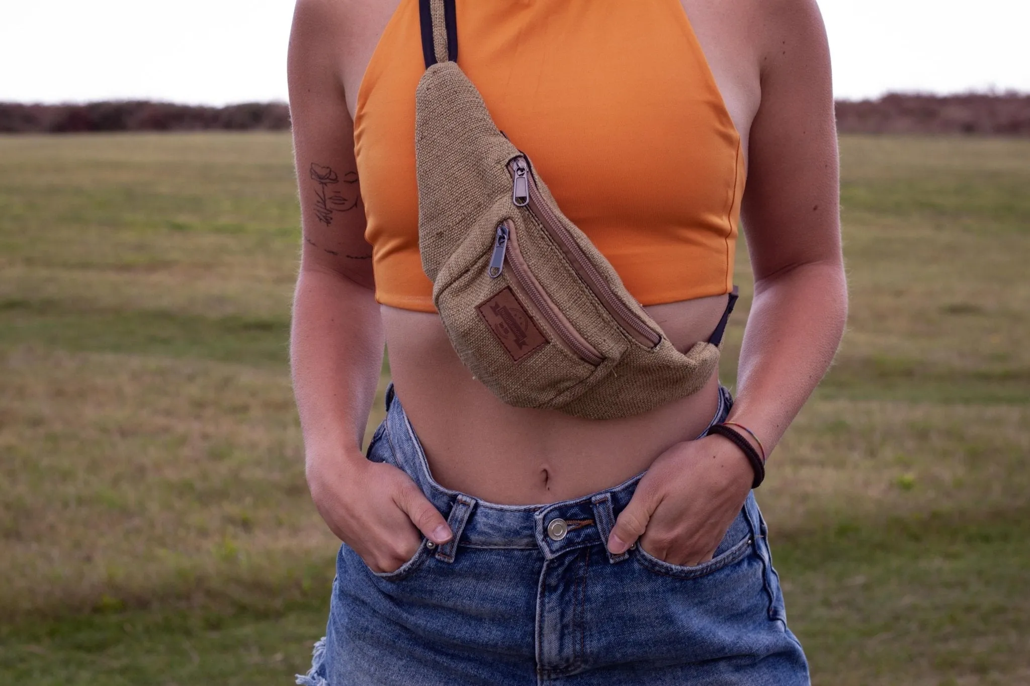 Handmade Hemp Sustainable Bum Bag || Khaki Green