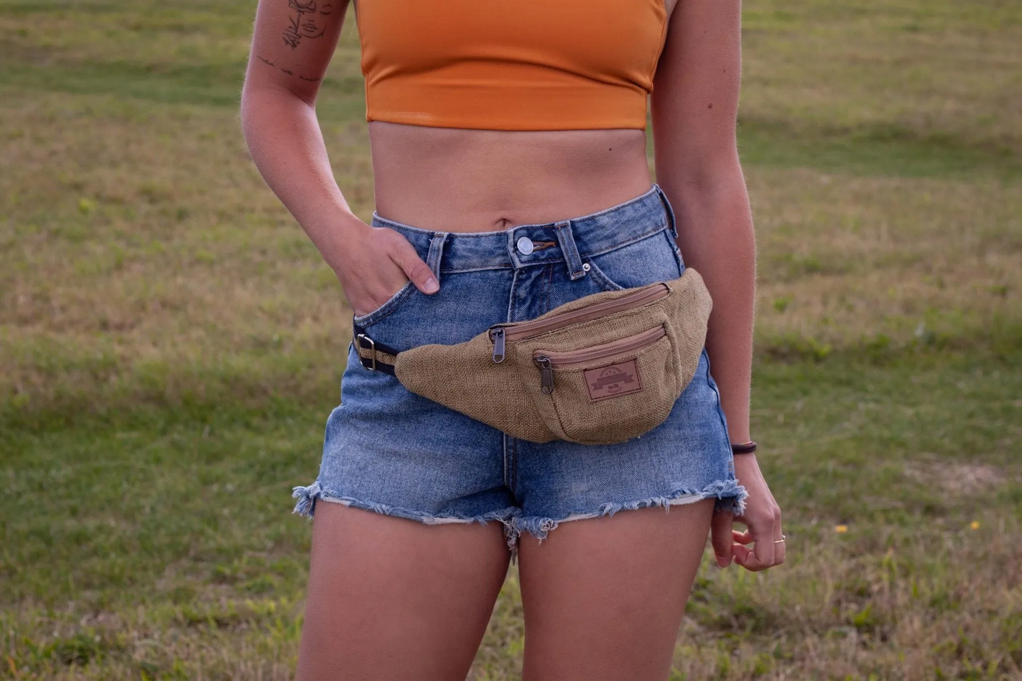 Handmade Hemp Sustainable Bum Bag || Khaki Green