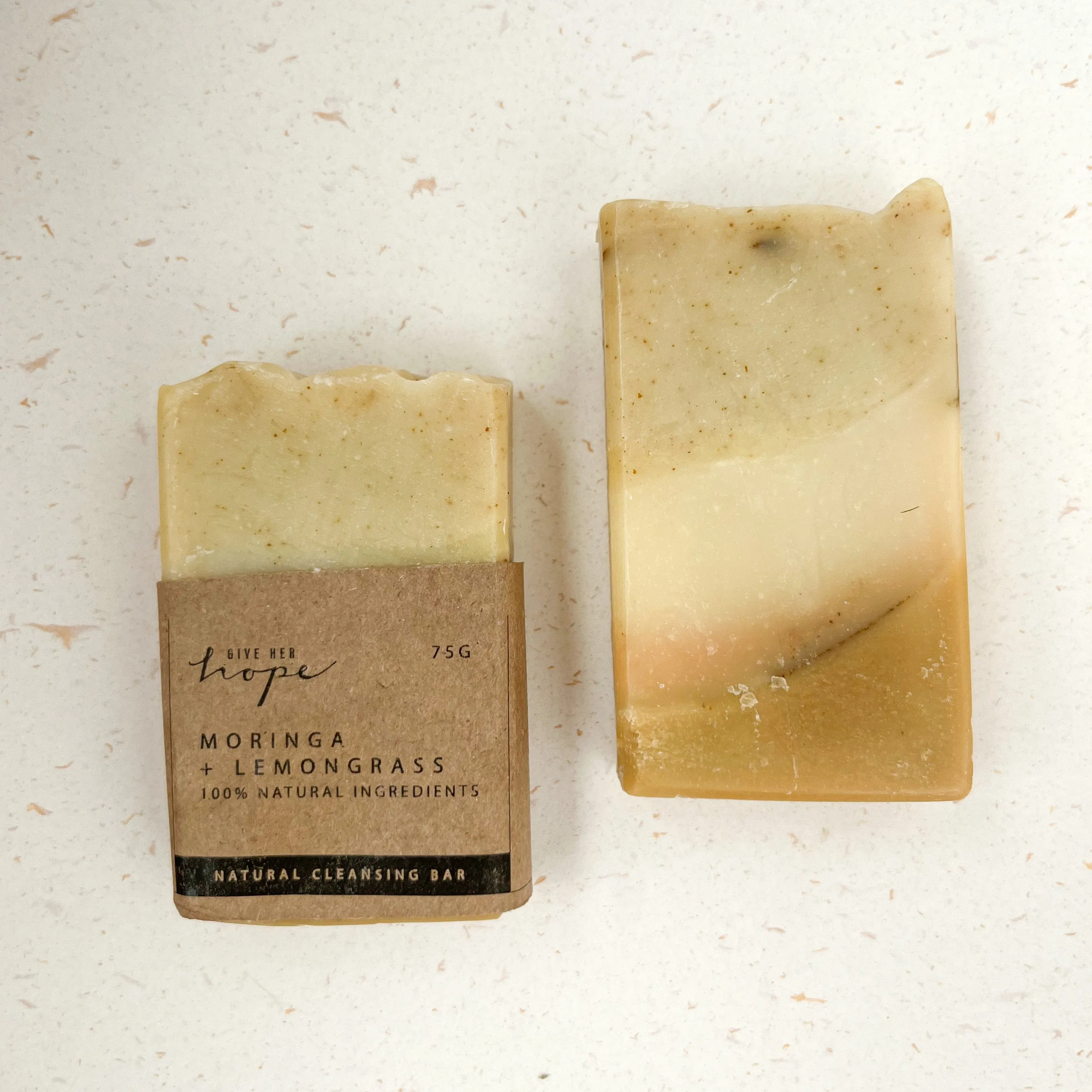 Handmade Natural Soap - Moringa and Lemongrass (75g)