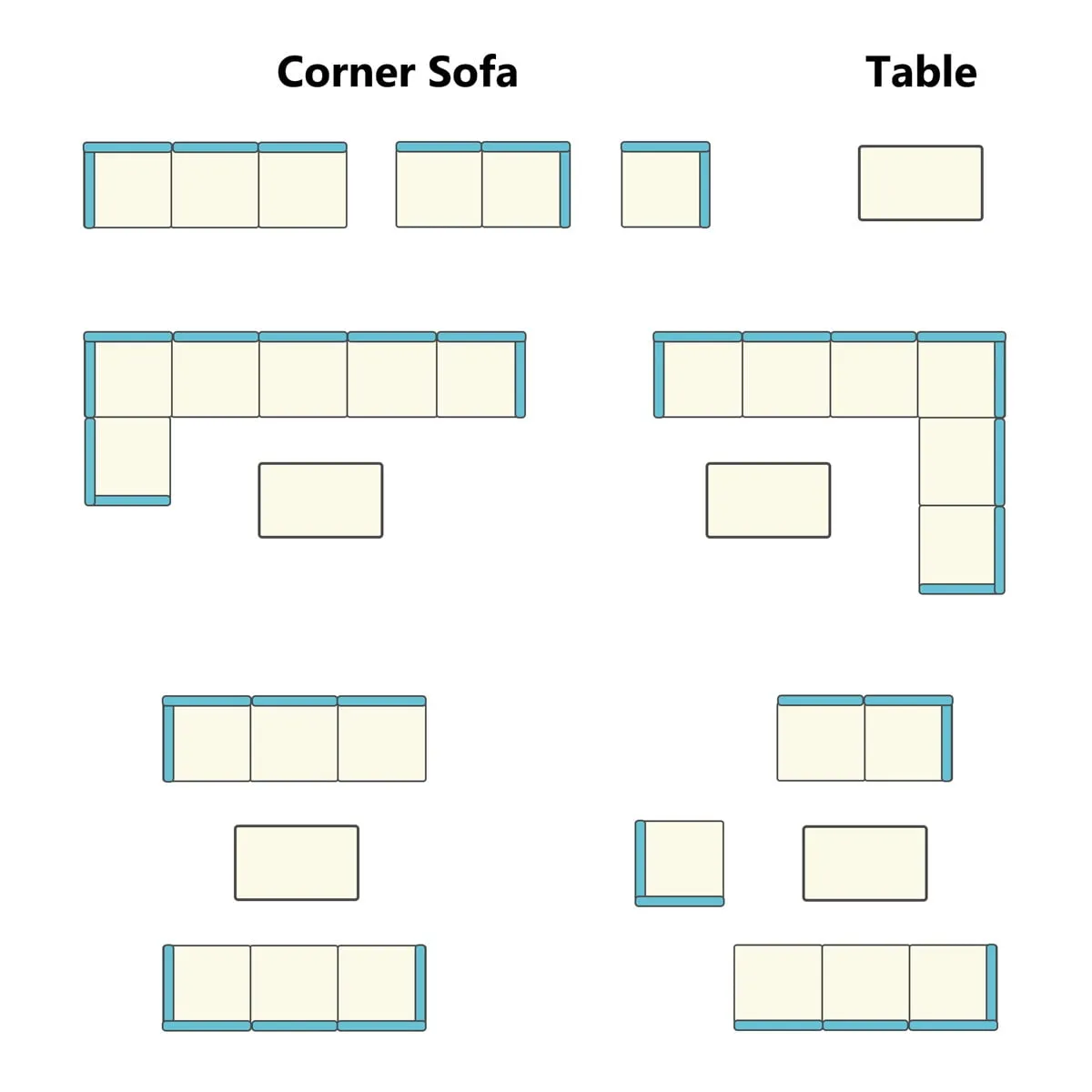 Heynemo 4 Pieces Outdoor Aluminum Furniture Set, Patio Sectional Sofa Couch - Conversation Set with Coffee Table and Sofa, White