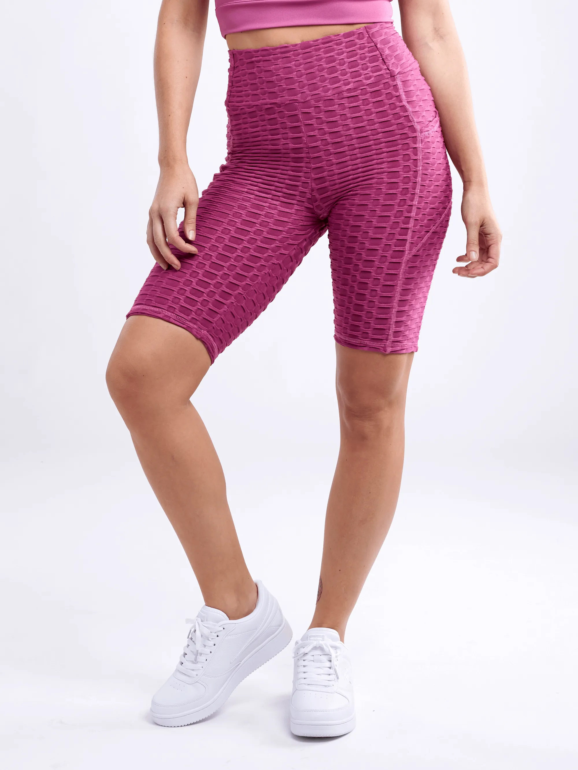 High-Waisted Scrunch Yoga Shorts with Hip Pockets