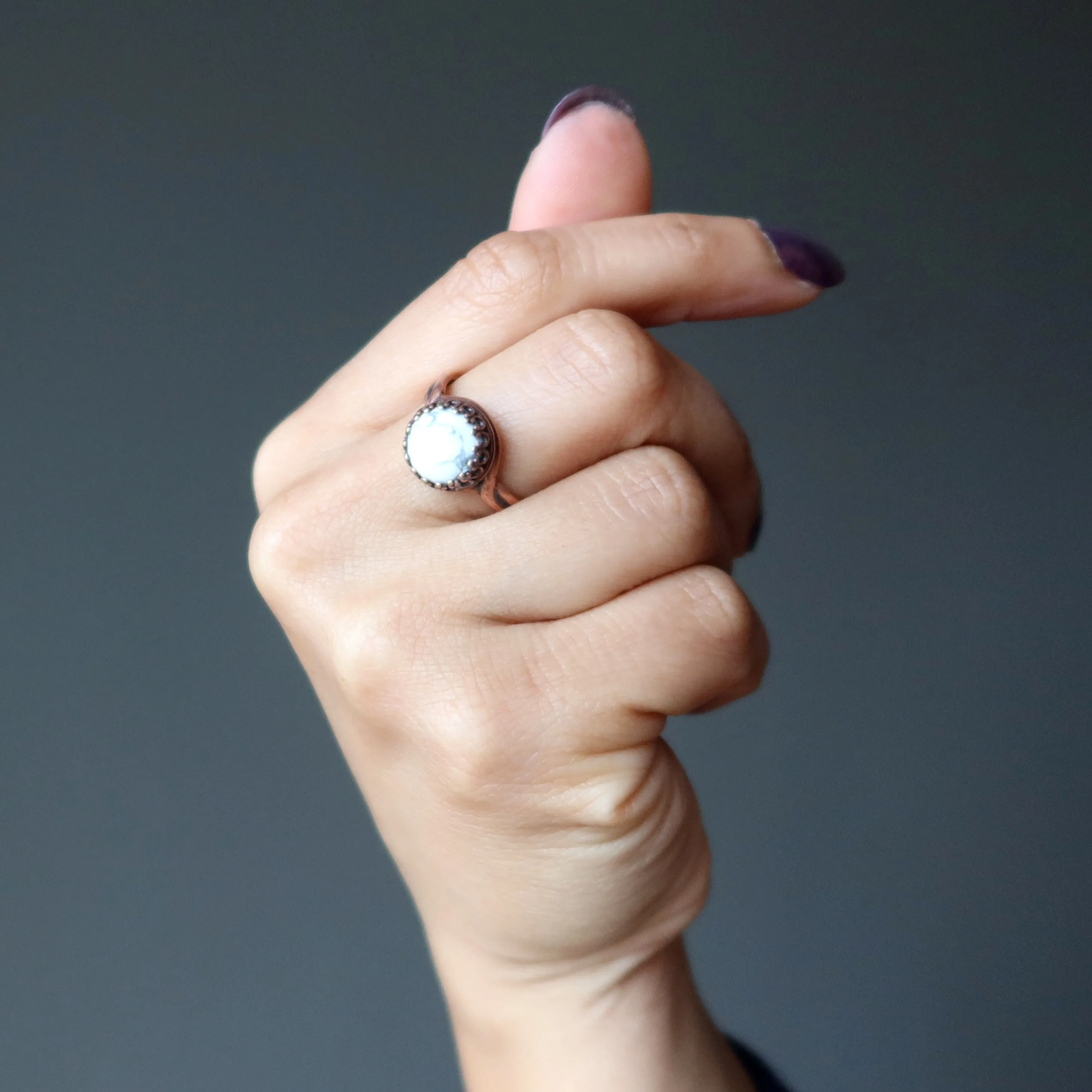 Howlite Ring Cherished Antique Copper Adjustable